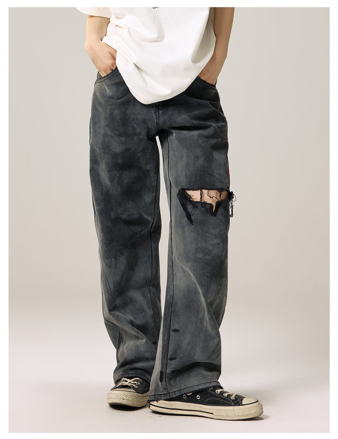 Remedy Kiss Mark Distressed Hole Work Painter Pants | Face 3 Face