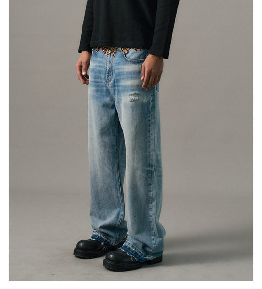 S45 Leopard Patchwork Washed Flared Jeans | Face 3 Face