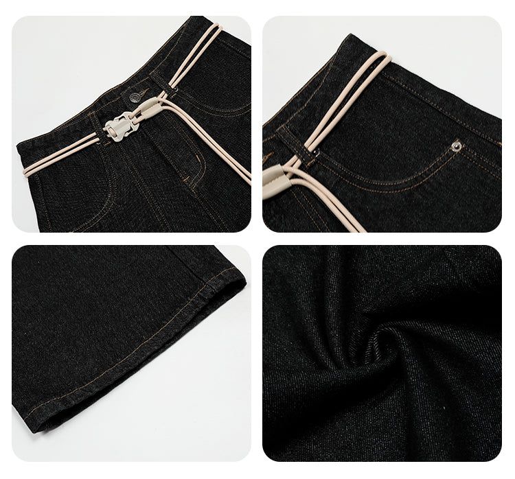 F3F Select Drawstring Belt Patch Pocket Jeans | Face 3 Face