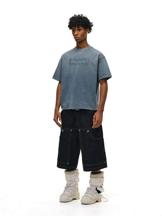 ANTIDOTE Blue Stone Studded Denim Shorts | Face 3 Face