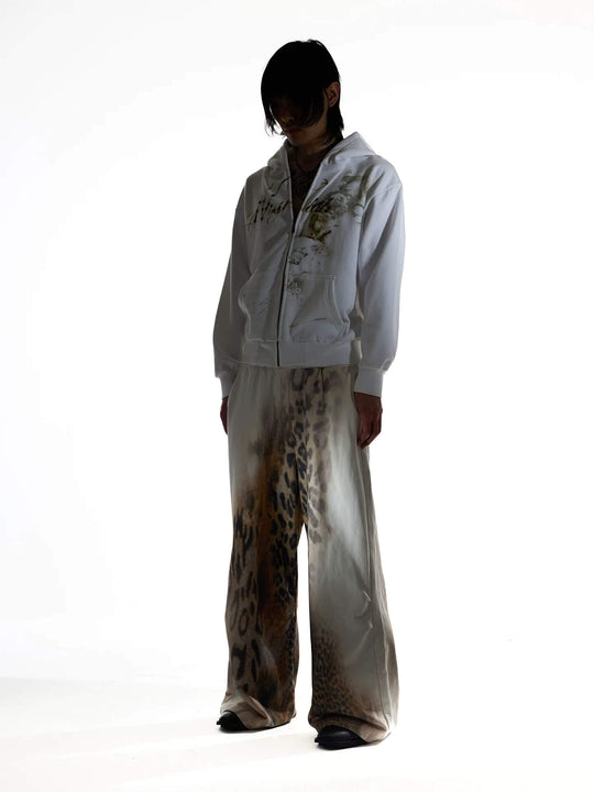 Night Lab Leopard Print Double Waistband Sweatpants | Face 3 Face