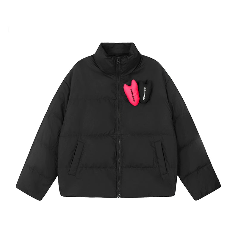 Achock PU Leather Velcro Down Jacket | Face 3 Face