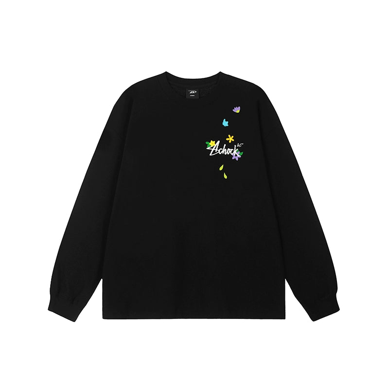 Achock Small Flower Logo Print Long Sleeve Tee | Face 3 Face