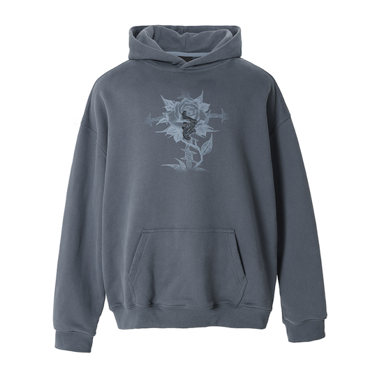 JHYQ Embroidered Beaded Rose Print Hoodie