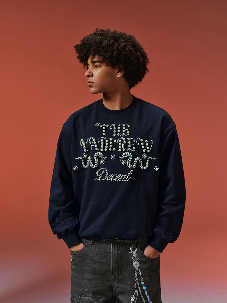 YADcrew Pearl-Embellished Snake Shadow Pattern Sweatshirt | Face 3 Face