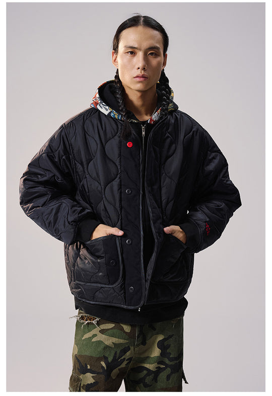 Remedy Patch Embroidered Quilted Military Jacket | Face 3 Face