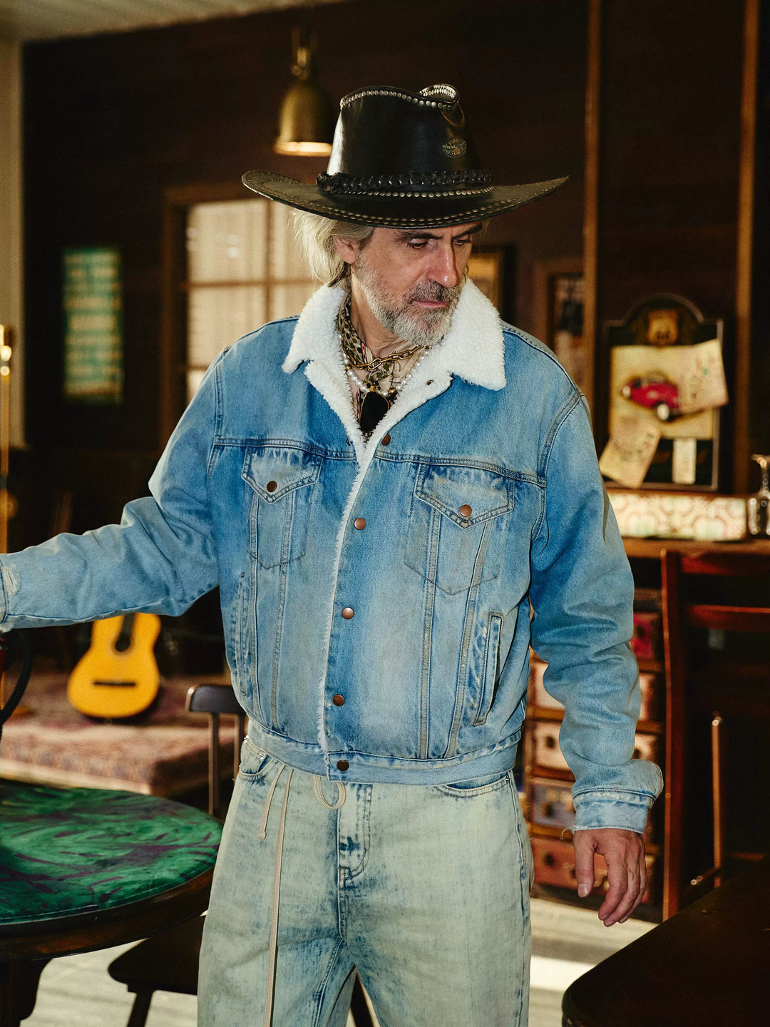 STEEPC Sherpa Lined Washed Denim Jacket | Face 3 Face