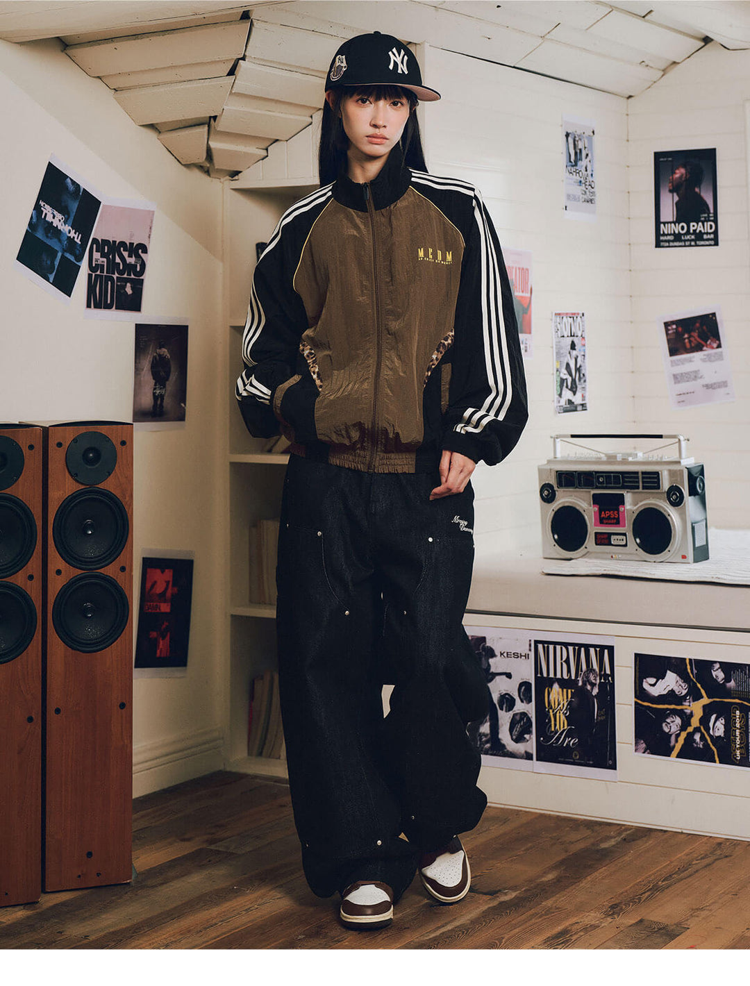 MEDM Leopard Print Color Block Track Jacket | Face 3 Face