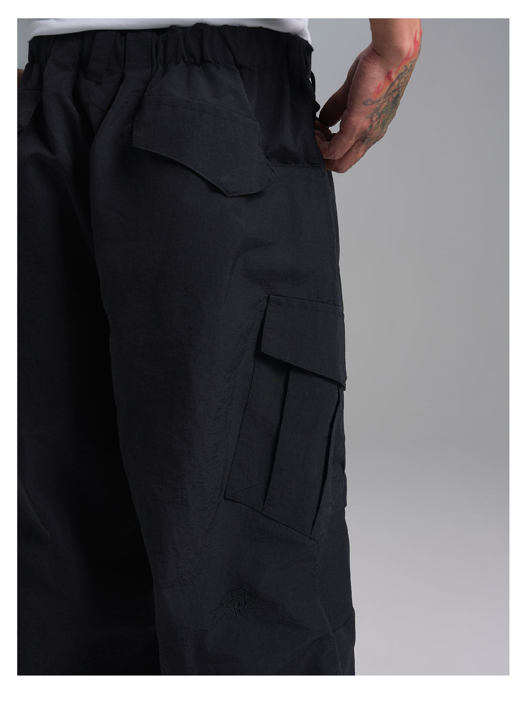 S45 Nylon Baggy Cargo Pants | Face 3 Face