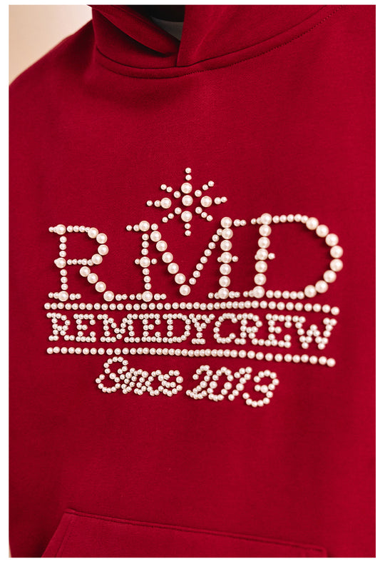 Remedy RMD Pearl Letter Embroidered Hoodie | Face 3 Face