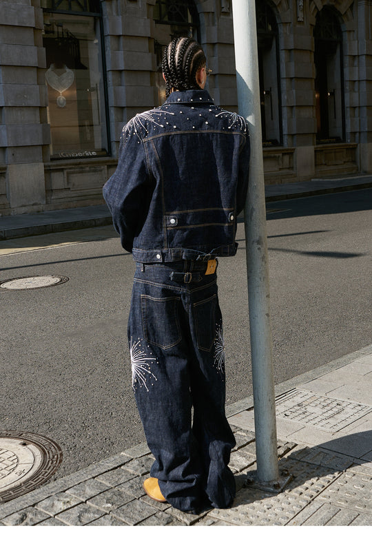 STEEPC Fireworks Rhinestone Denim Jacket | Face 3 Face