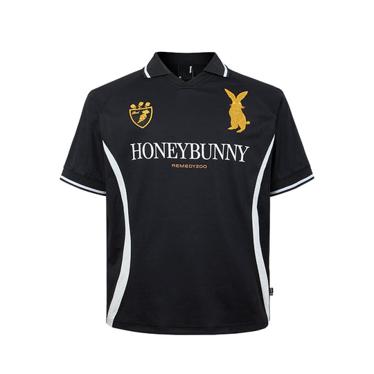 Remedy HONEYBUNNY Rabbit Embroidered Soccer Jersey Polo Shirt | Face 3 Face