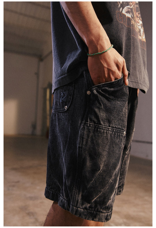 Remedy Washed Double Knee Denim Shorts | Face 3 Face