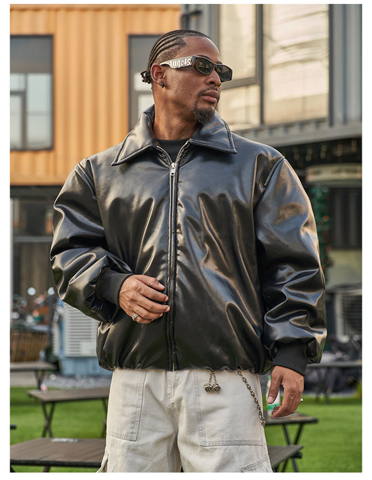 F3F Select PU Leather Bomber Puffer Jacket | Face 3 Face