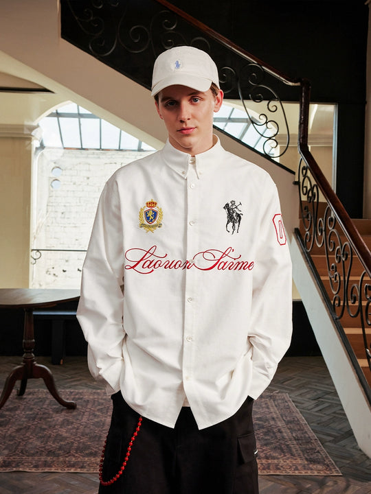 Harsh and Cruel Vintage Embroidered Oxford Loose Long Sleeve Shirt | Face 3 Face