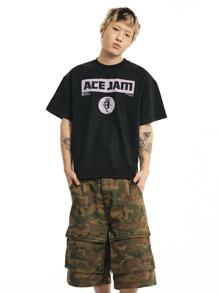 NOVACAM ACE JAM Vintage Washed Black Stitch Tee | Face 3 Face