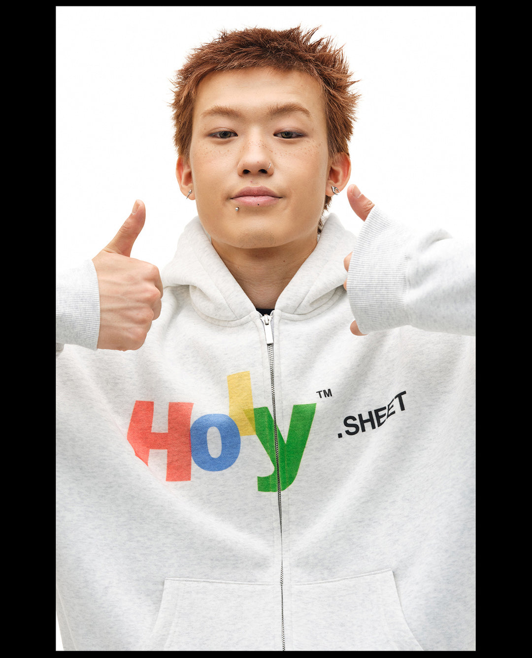 NOVACAM Vintage Monogram Print Zip Up Hoodie | Face 3 Face