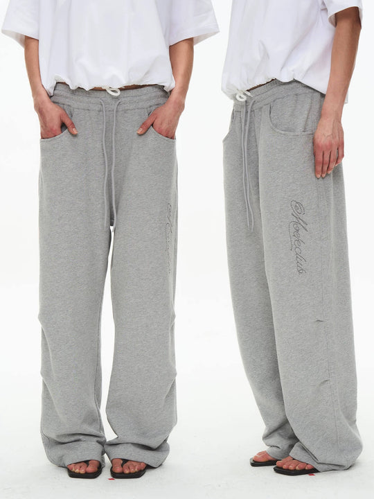 EXITMODE BY BLIND NO PLAN Dot Line Embroidered Baggy Sweatpants | Face 3 Face