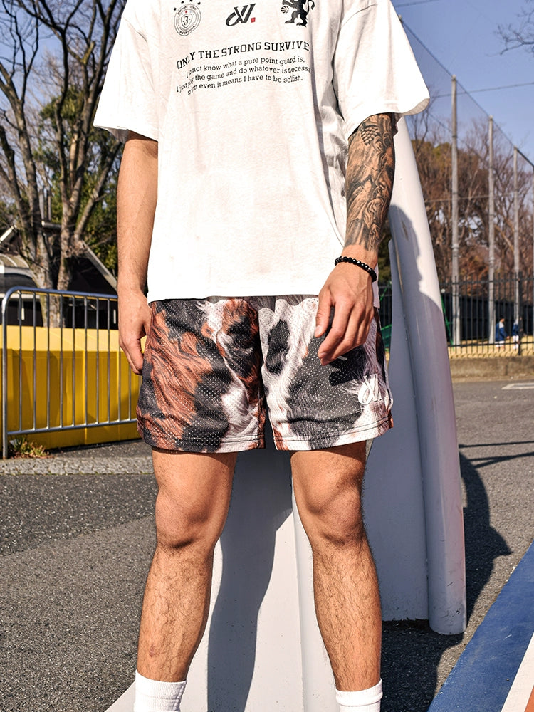 JUST VIBE Cow Print Mesh Basketball Shorts | Face 3 Face