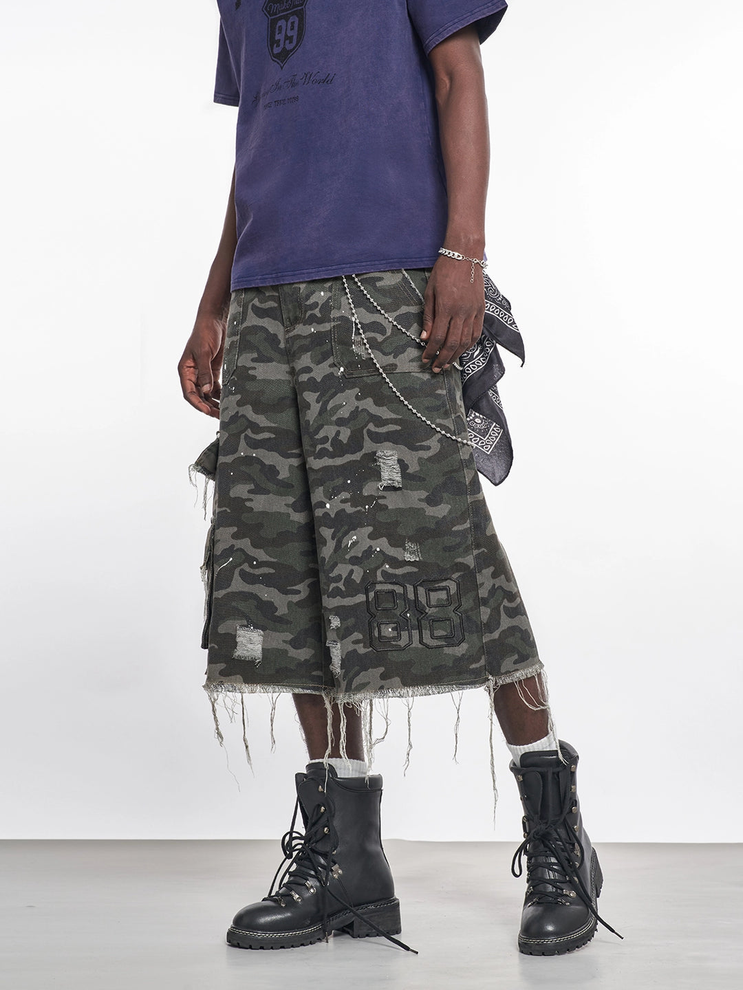 F3F Select Camouflage Splash Ink Utility Baggy Shorts | Face 3 Face