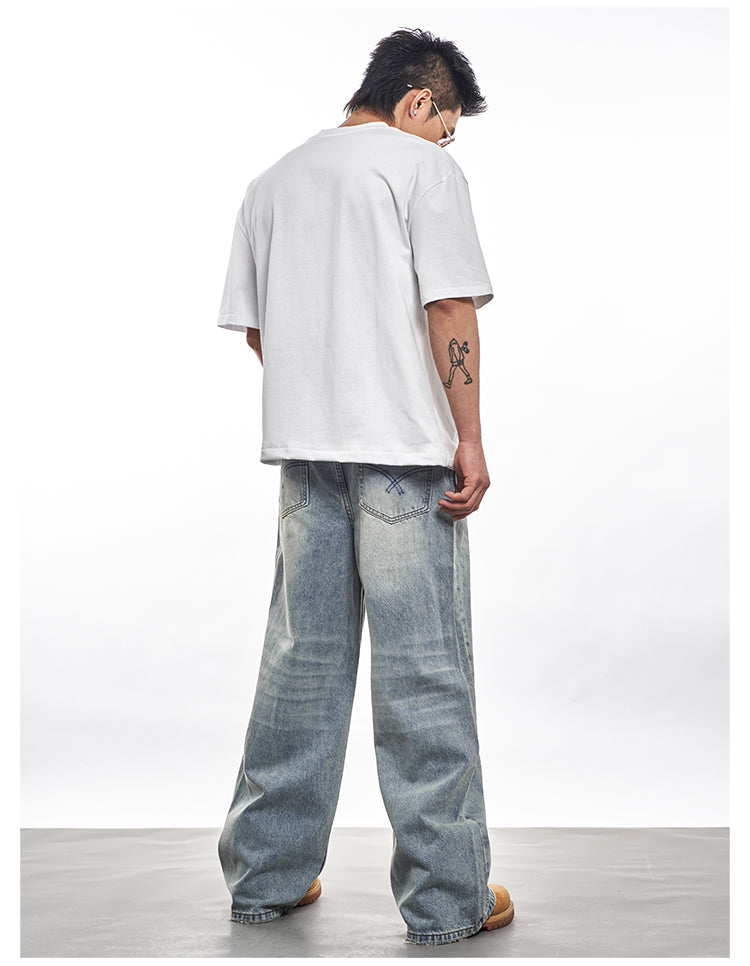 F3F Select Heavily Washed Vintage Light Blue Baggy Jeans | Face 3 Face