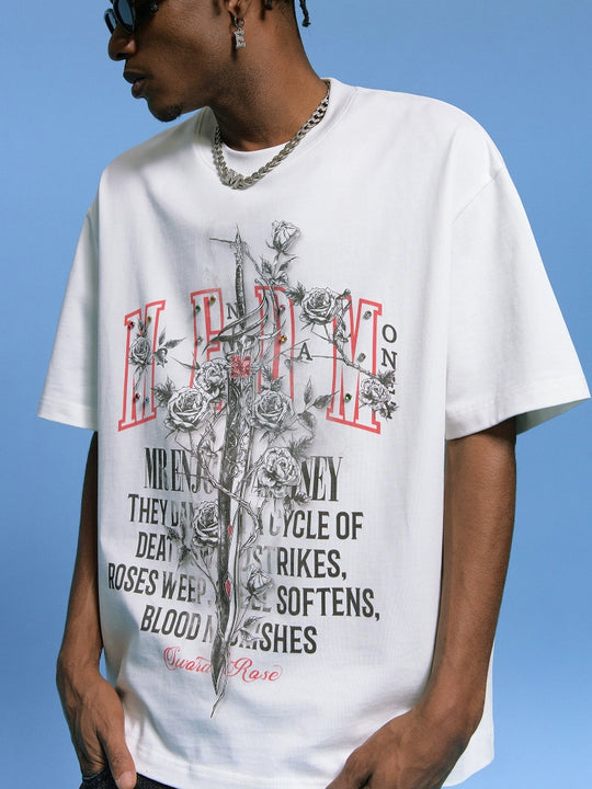 MEDM Sword and Rose Multicolor Diamond Tee | Face 3 Face