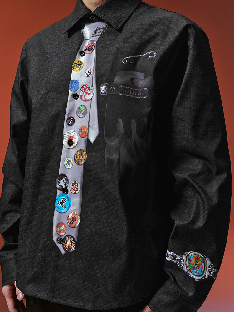 YADcrew 3D-Printed Tie & Badge Long-Sleeve Shirt | Face 3 Face