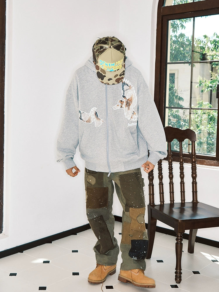 JUST VIBE Lace Peace Dove Zip Up Hoodie | Face 3 Face