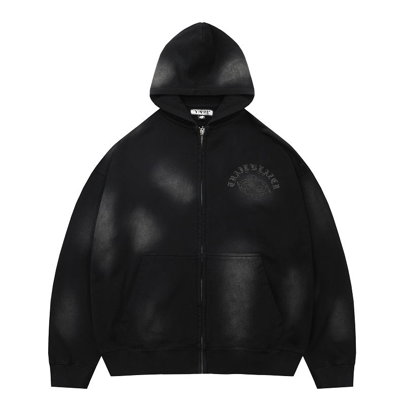 YADcrew x BIPOLAR Mud Dyed Vintage Zipper Hoodie