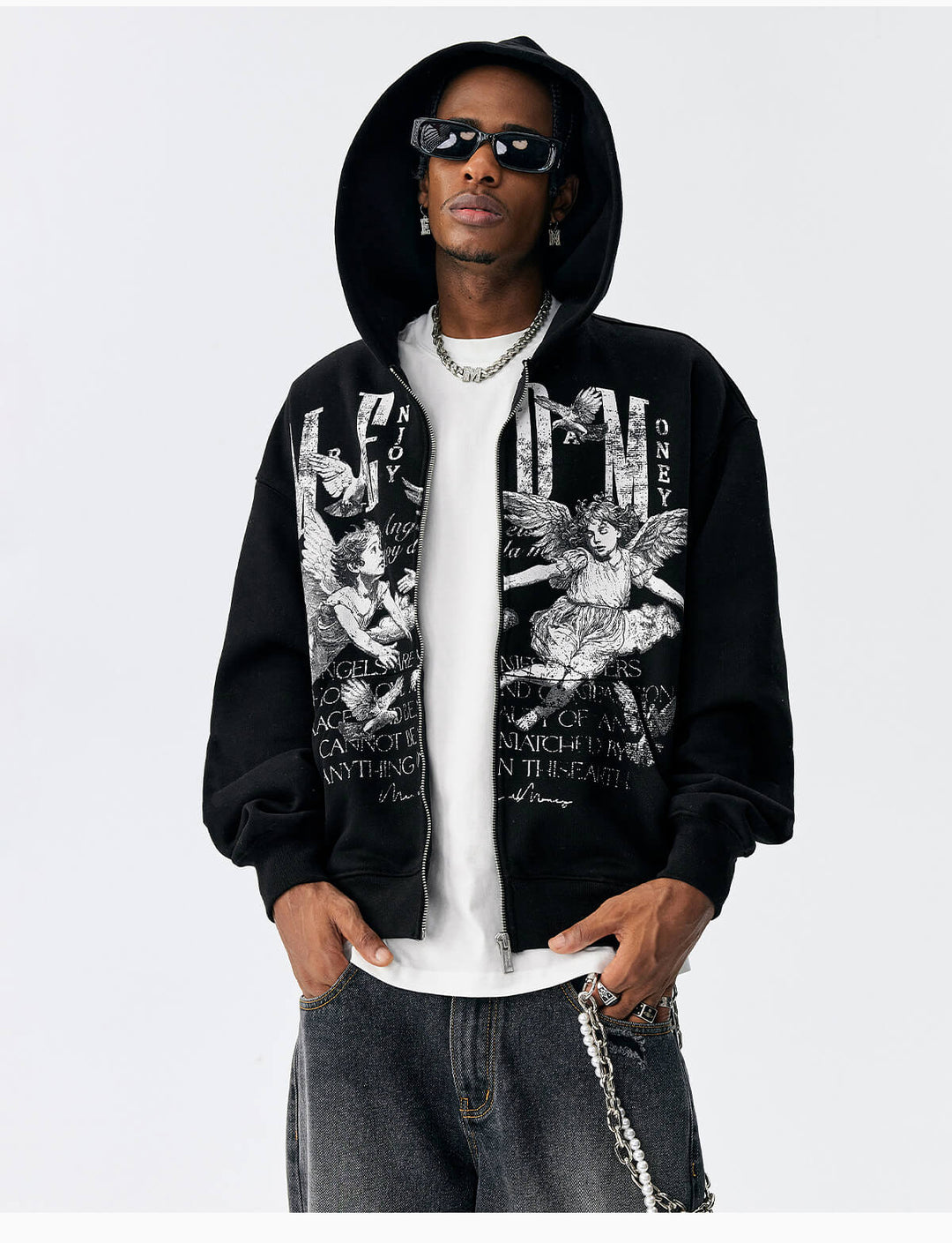 MEDM Angel Patch Zip Up Hoodie | Face 3 Face