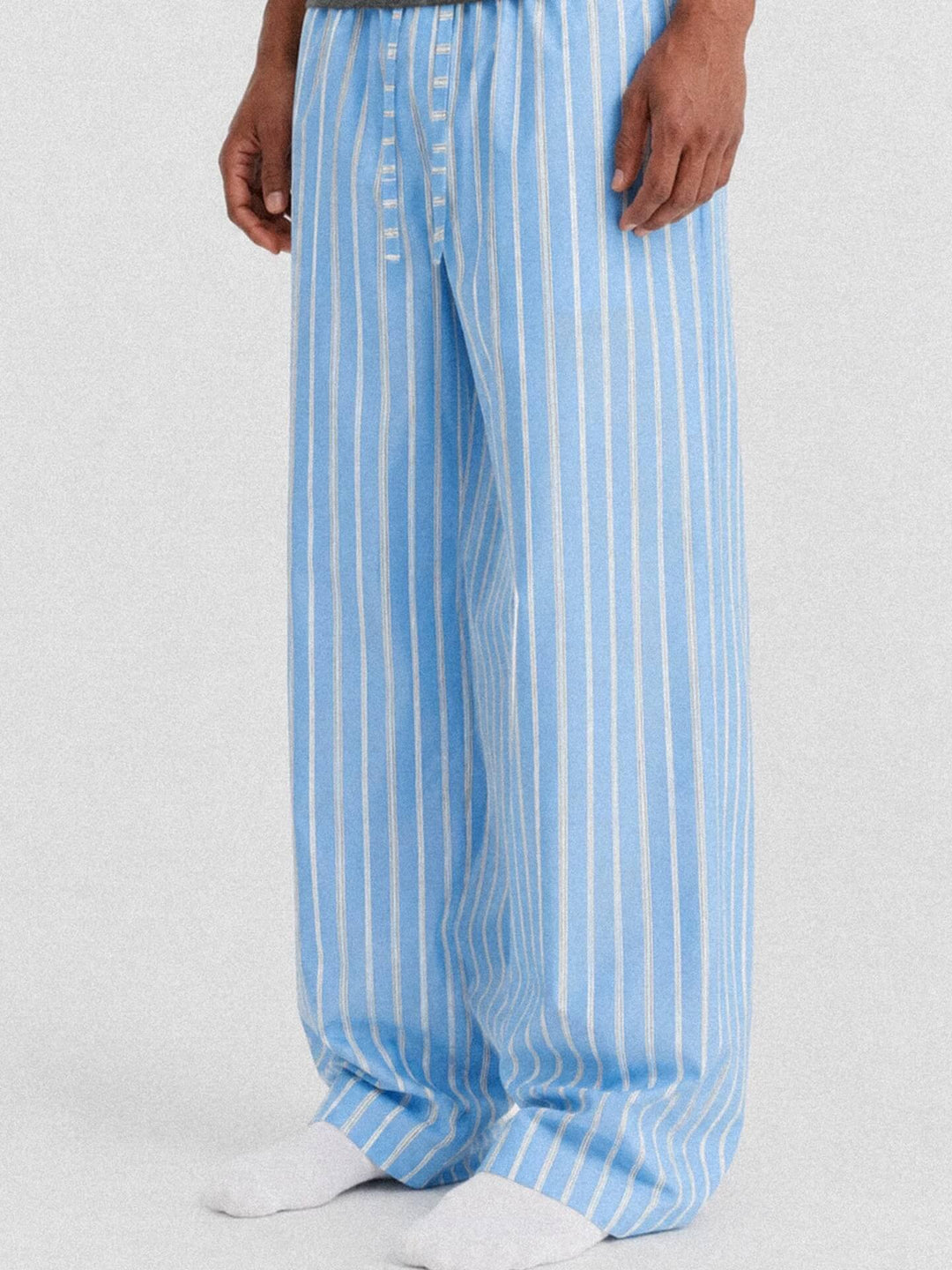 S45 Light Blue Striped Pajama Pants | Face 3 Face