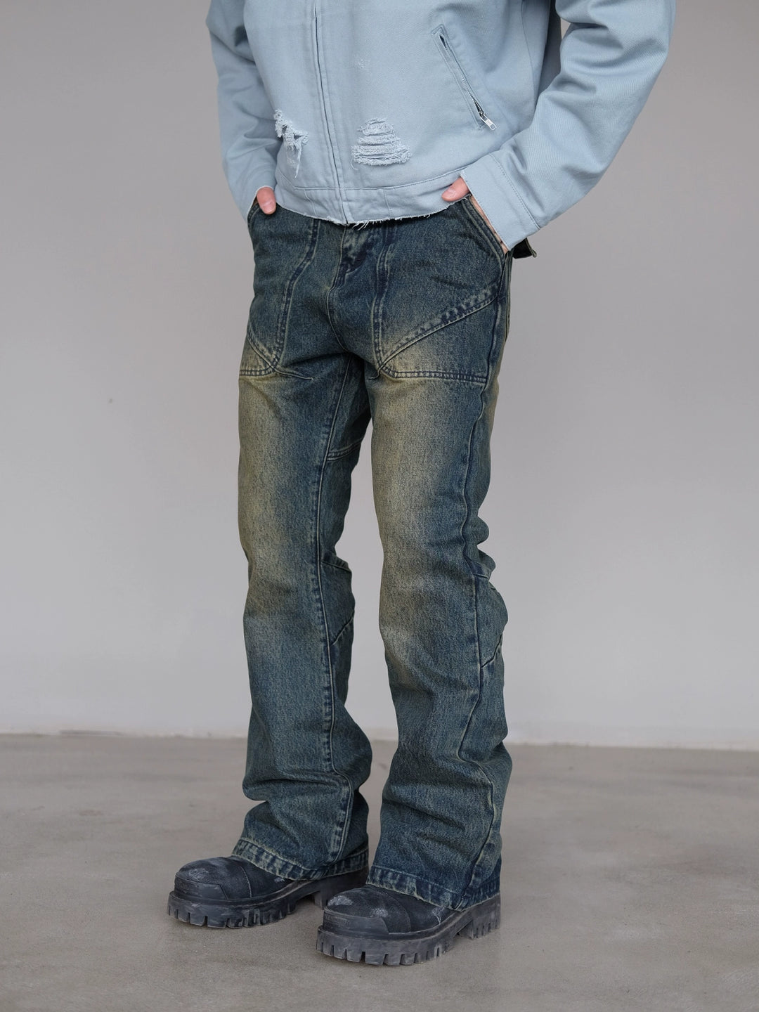 RUSURE Heavy Washed Flared Jeans | Face 3 Face