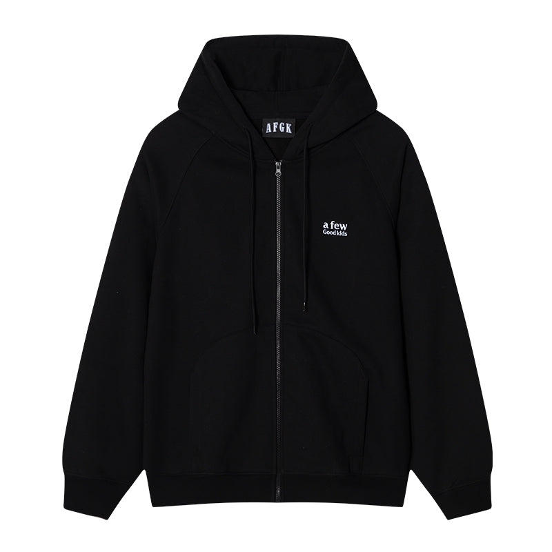 AFGK Basic Small Logo Embroidery Zipper Hoodie