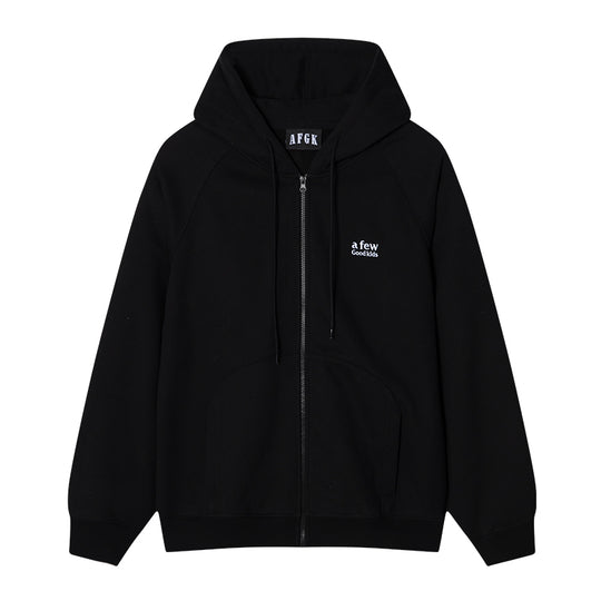 AFGK Basic Small Logo Embroidery Zipper Hoodie
