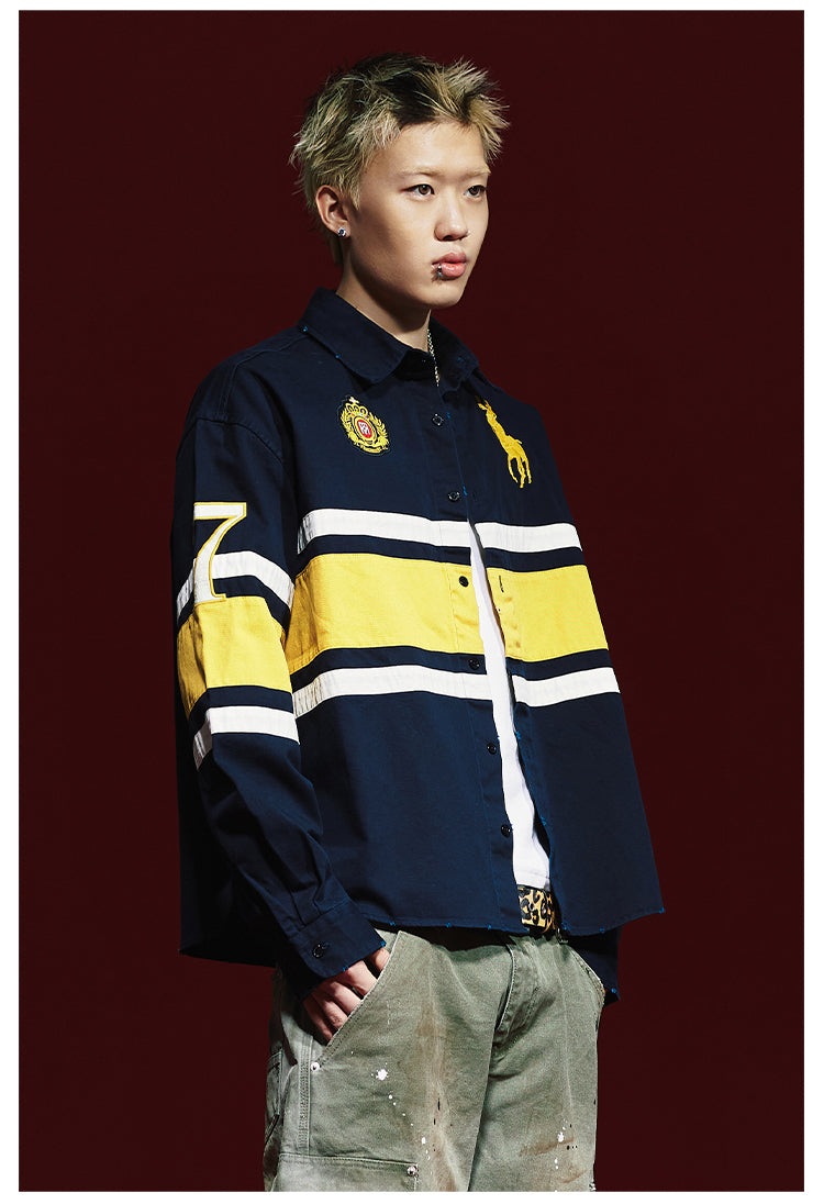 Remedy 3D Embroidered Striped Long Sleeve Shirt | Face 3 Face