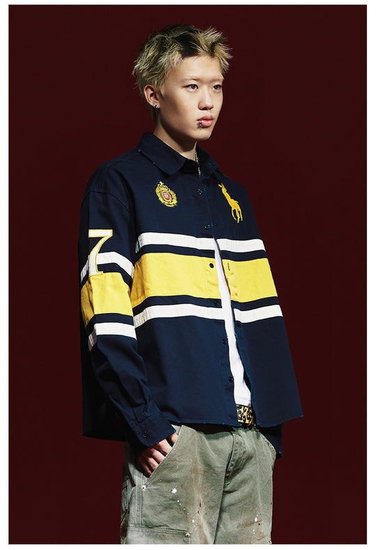 Remedy 3D Embroidered Striped Long Sleeve Shirt | Face 3 Face