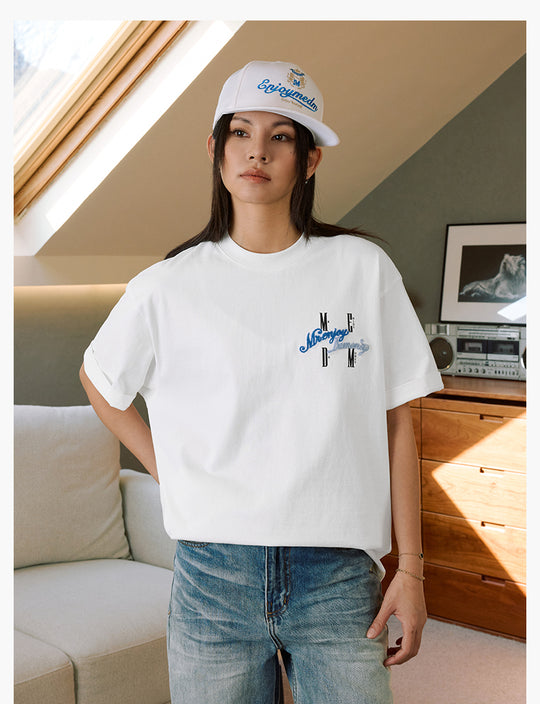 MEDM Fuzzy Embroidered Print Logo Tee | Face 3 Face