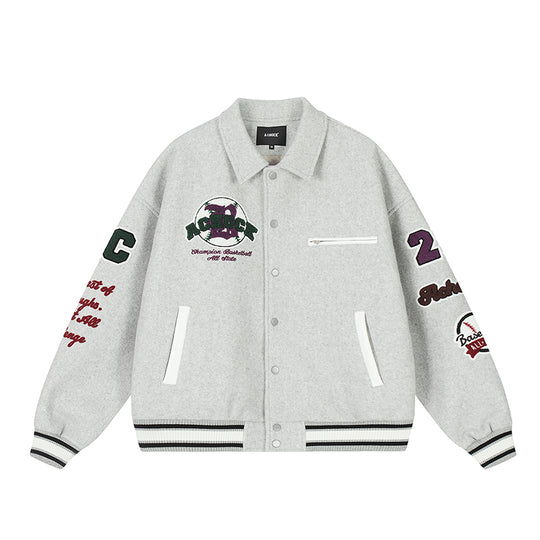 Baseball Jacket | Achock Bird Embroidery Baseball Jacket | Face 3 Face