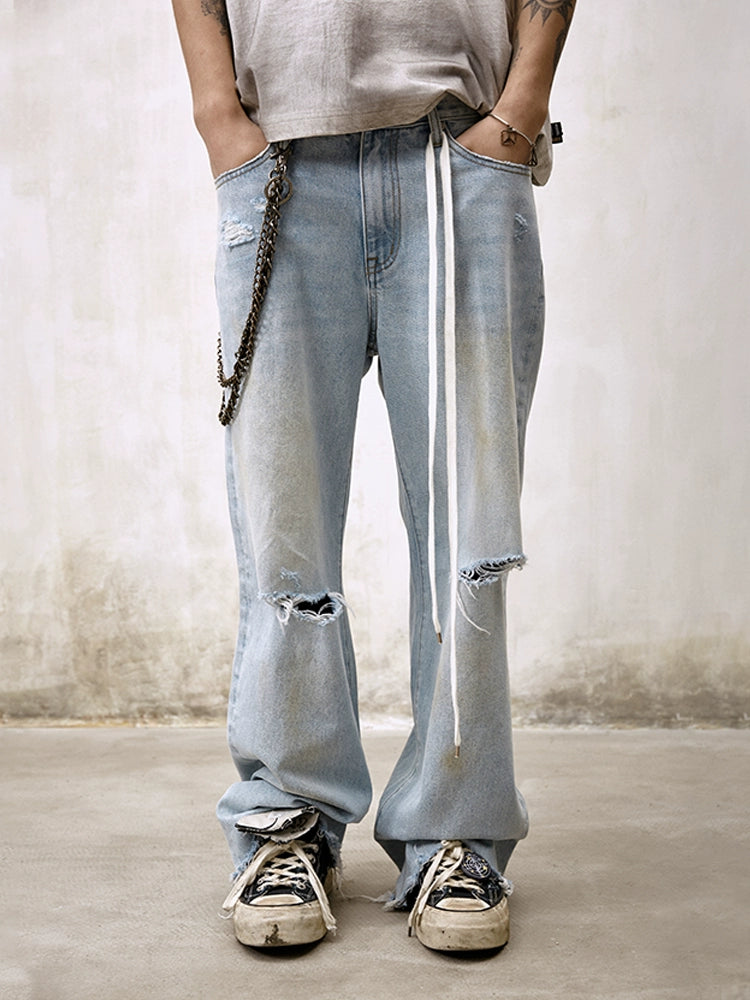 Remedy Back Pocket 3D Design Washed Hole Jeans | Face 3 Face