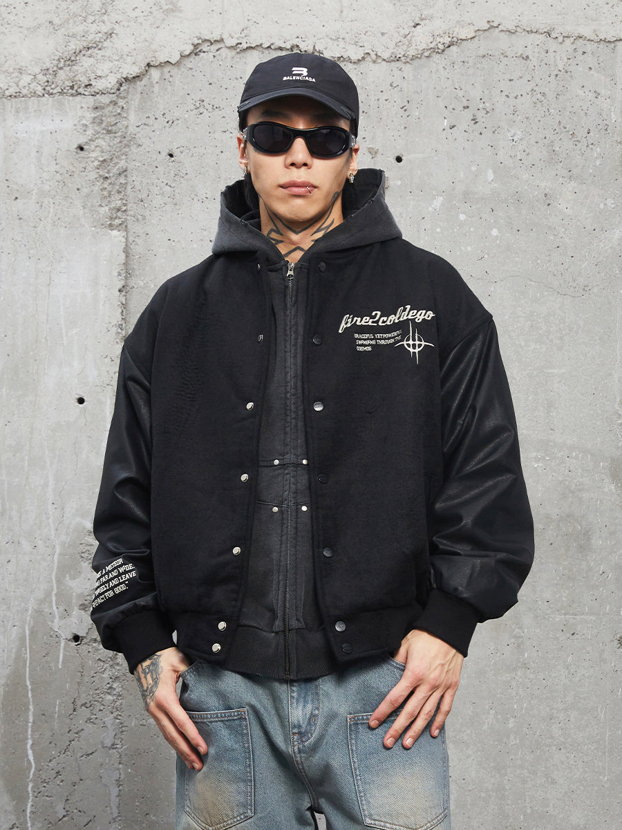 F2CE Embroidery Heavy Woolen Baseball Jacket