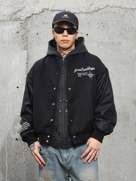 F2CE Embroidery Heavy Woolen Baseball Jacket