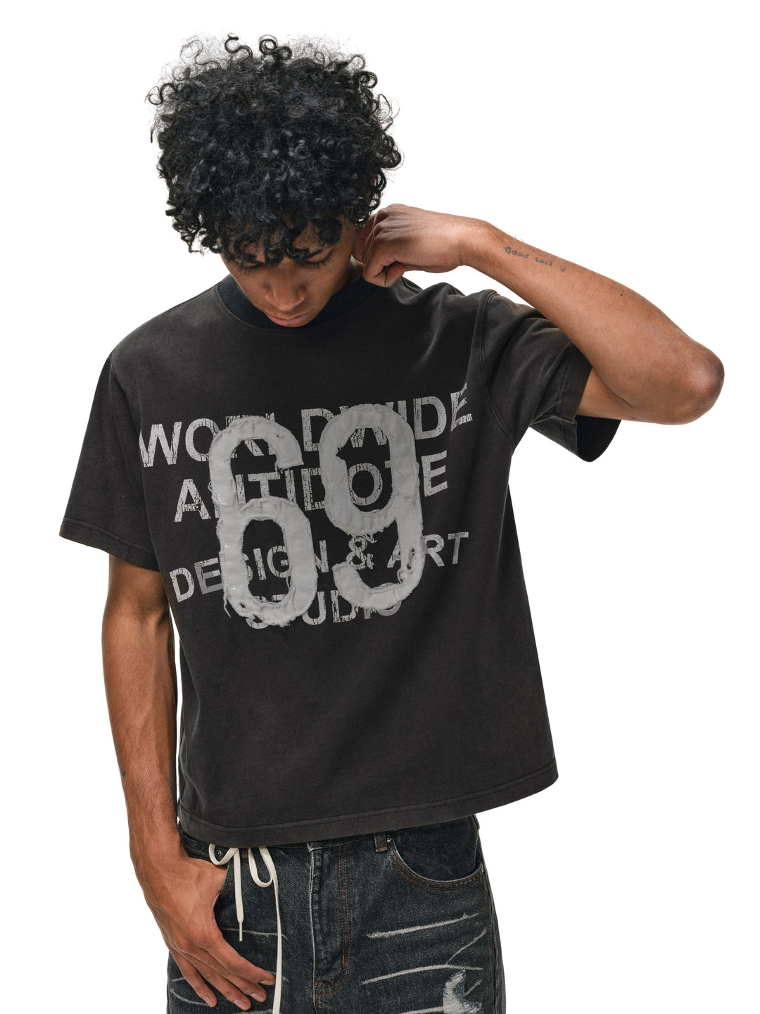 ANTIDOTE Vintage Washed Patch Embroidery Tee | Face 3 Face