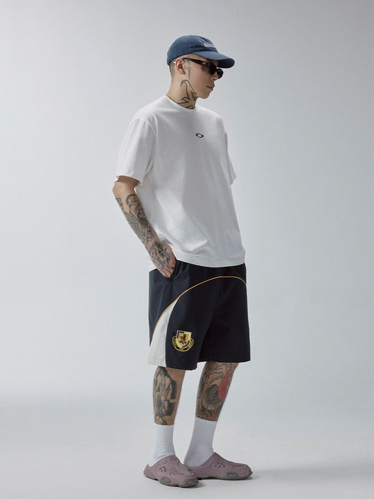 F2CE Contrast Color Patch Embroidered Track Shorts | Face 3 Face