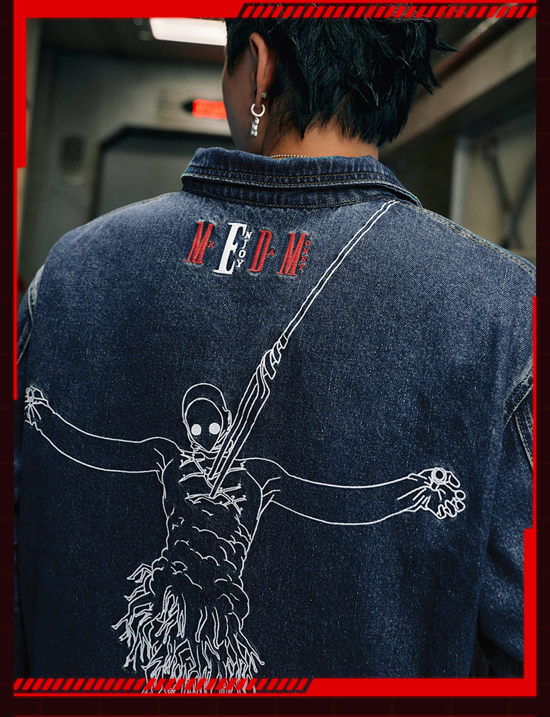 MEDM x EVA Lilith Embroidered Denim Jacket | Face 3 Face