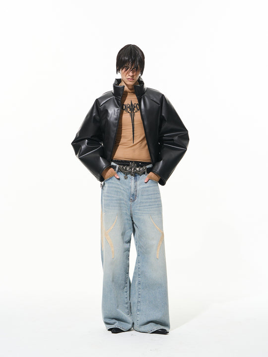 BLIND NO PLAN Rubberized Raglan Sleeve Puffer Jacket | Face 3 Face