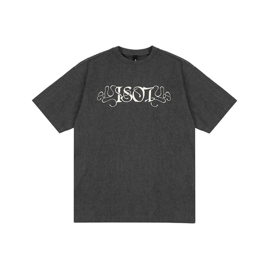 1807 Flower Font Print Washed Tee  | Face 3 Face