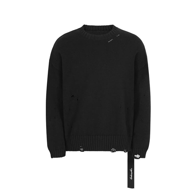 UNDERWATER Ribbon Tape Distressed Knit Sweater | Face 3 Face