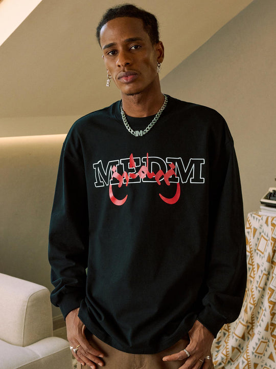 MEDM Arched Logo Handwritten Long Sleeve Tee | Face 3 Face