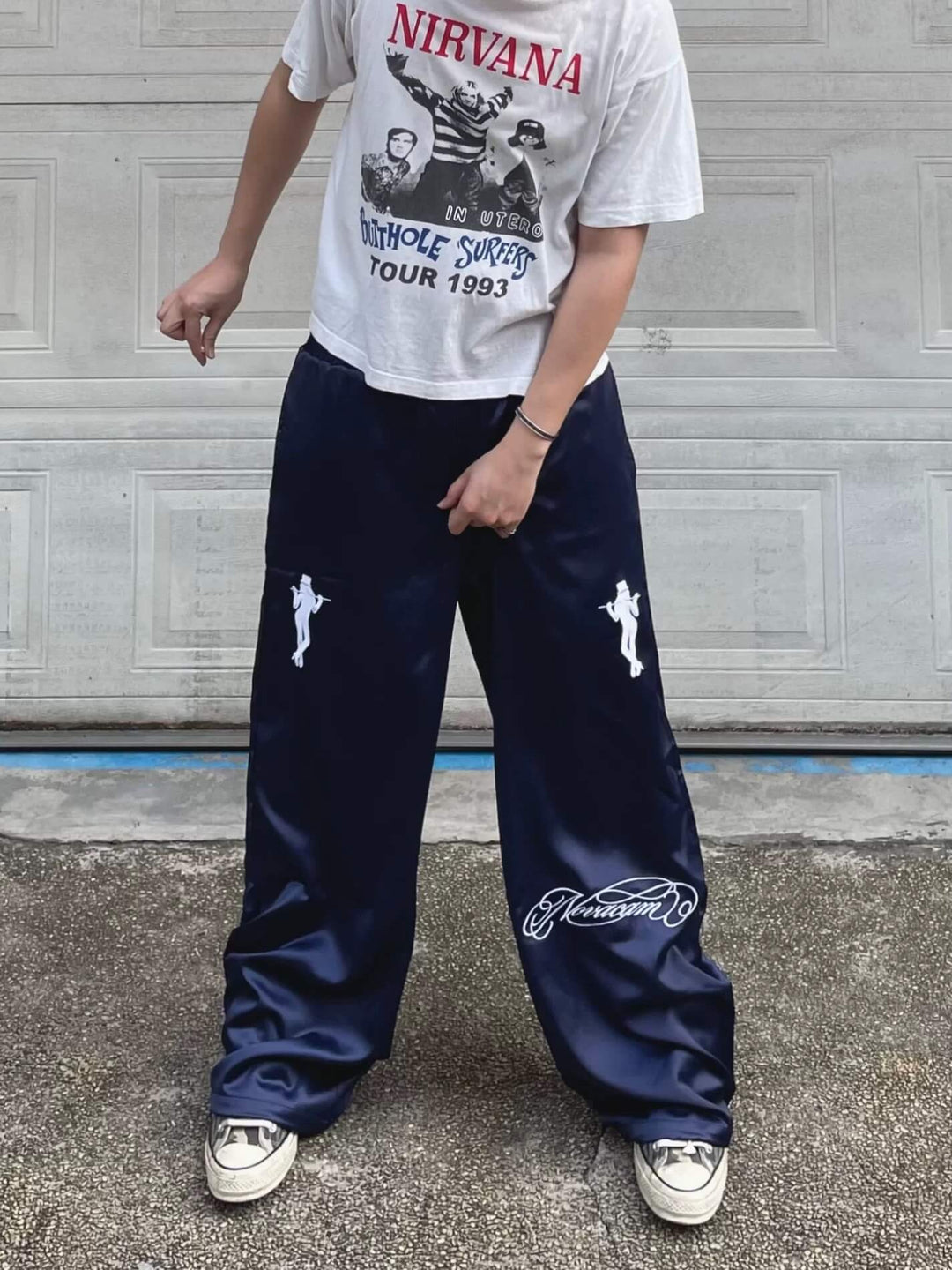 NOVACAM Satin Silky Baggy Track Pants | Face 3 Face