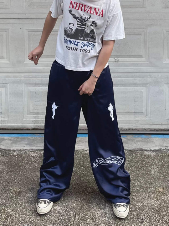 NOVACAM Satin Silky Baggy Track Pants | Face 3 Face